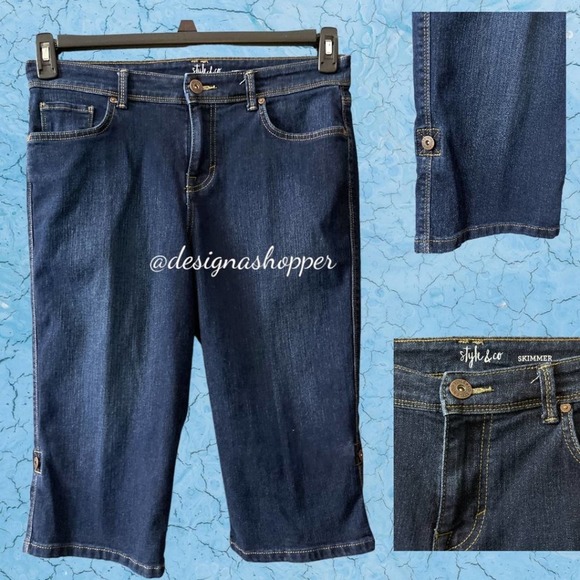 Style and Co Skimmers Blue Denim Skimmers with Optional Roll Up Cuffs, Size 10 - Picture 2 of 5